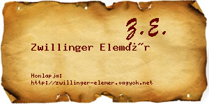 Zwillinger Elemér névjegykártya